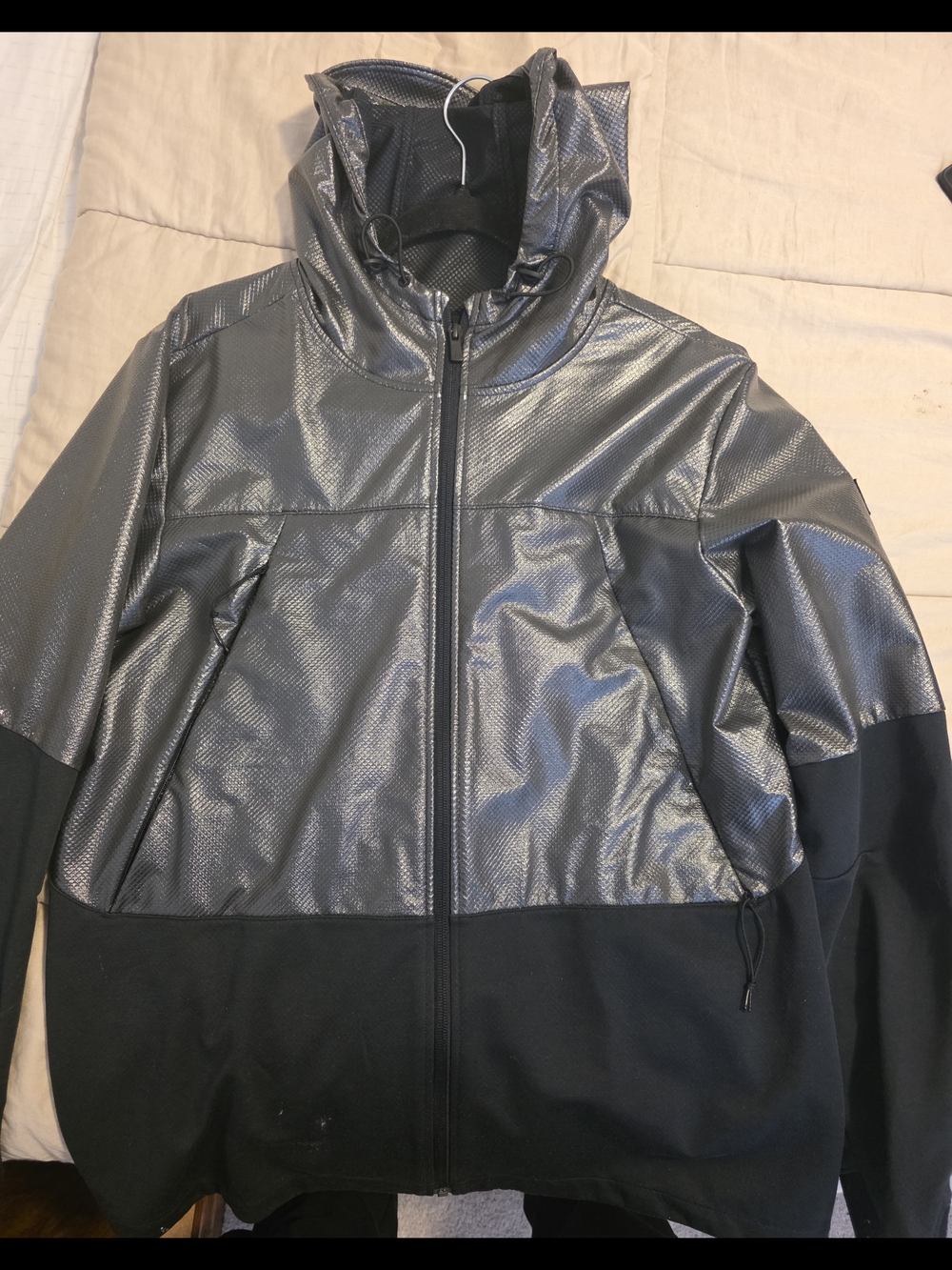 Under Armour Metallic Silver and Black Hooded Windbreaker